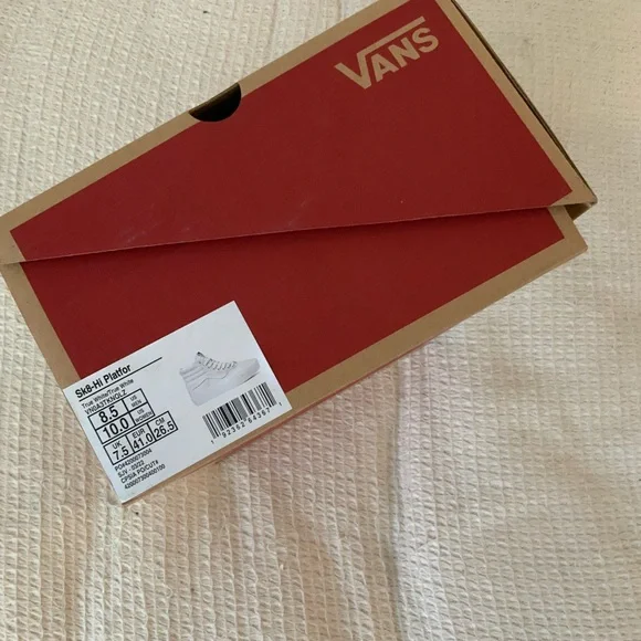 New in box Vans White Skatin Sk8-Hi Hitop Original Platform Canvas Sneaker Shoe - Picture 2 of 12